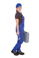 Female Technician Holding Toolkit Wall Decal