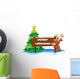 Reindeer Hugging Wooden Signboard Wall Decal