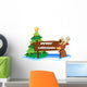 Reindeer Hugging Wooden Signboard Wall Decal