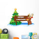 Reindeer Hugging Wooden Signboard Wall Decal