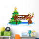 Reindeer Hugging Wooden Signboard Wall Decal