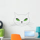White Cat Face with Wall Decal