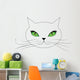 White Cat Face with Wall Decal