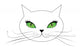 White Cat Face with Wall Decal