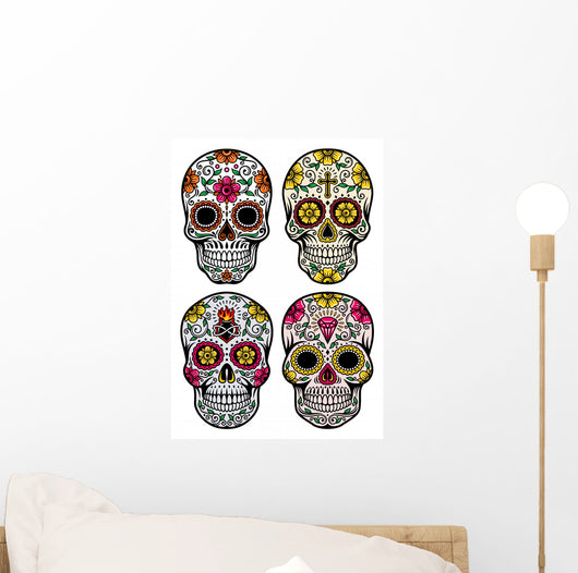 Sugar Skull Wall Decal Sticker Set Wall Decal