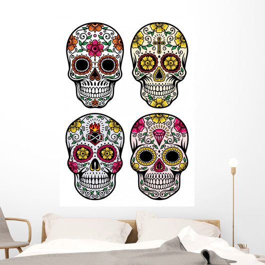 Sugar Skull Wall Decal Sticker Set Wall Decal