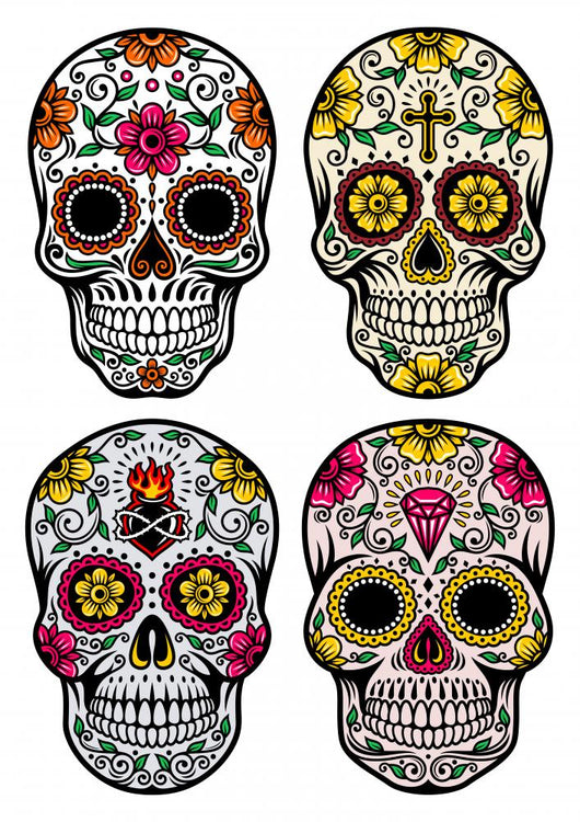 Sugar Skull Wall Decal Sticker Set Wall Decal