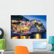 Scenic Night Colorful Village Wall Decal