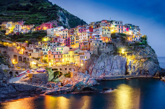 Scenic Night Colorful Village Wall Decal