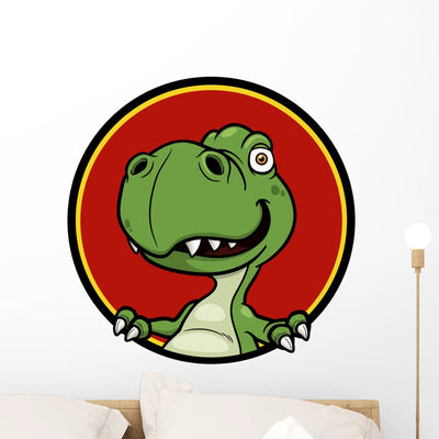 Vector Illustration Cartoon Dinosaur Wall Decal Design 1 shown on a wall