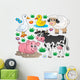 Cartoon Farm Animals and Plants Wall Decal Sticker Set