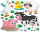 Cartoon Farm Animals and Plants Wall Decal Sticker Set