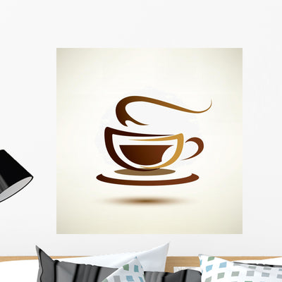 Vector Sketch Coffee Cup Wall Decal shown on a wall