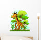 Giraffe Cartoon Forest Wall Decal