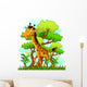 Giraffe Cartoon Forest Wall Decal
