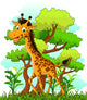 Giraffe Cartoon Forest Wall Decal