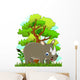 Rhino Cartoon with Forest Wall Decal