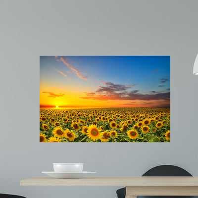 Sunflowers Wall Decal Design 1 shown on a wall