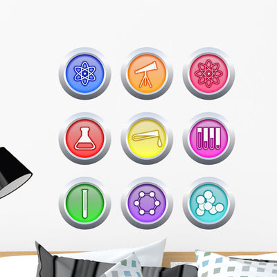 Science Buttons Wall Decal shown on a wall