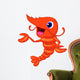 Cute Shrimp Cartoon Presenting Wall Decal