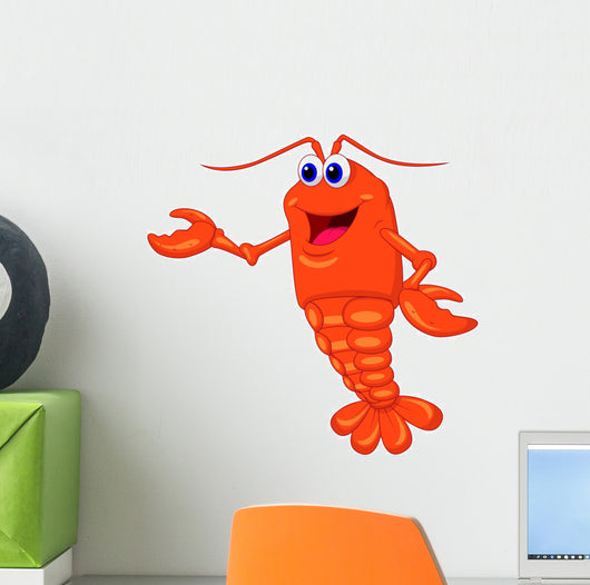 Cute Lobster Cartoon Presenting Wall Decal