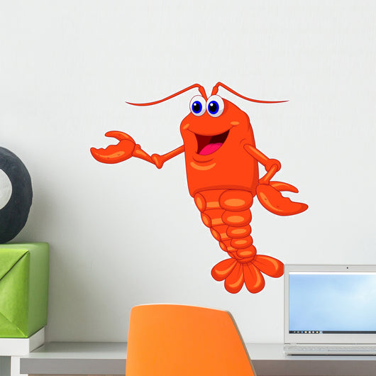 Cute Lobster Cartoon Presenting Wall Decal