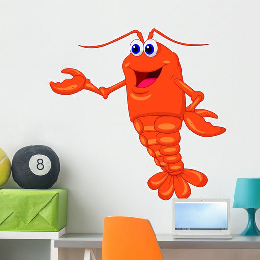 Cute Lobster Cartoon Presenting Wall Decal