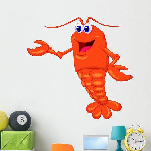 Cute Lobster Cartoon Presenting Wall Decal