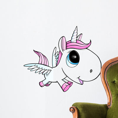 Cute Unicorn Pegasus Vector Wall Decal Design 1 shown on a wall