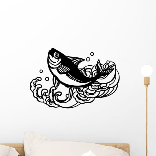 Cartoon Bass with Waves Wall Decal Design 1