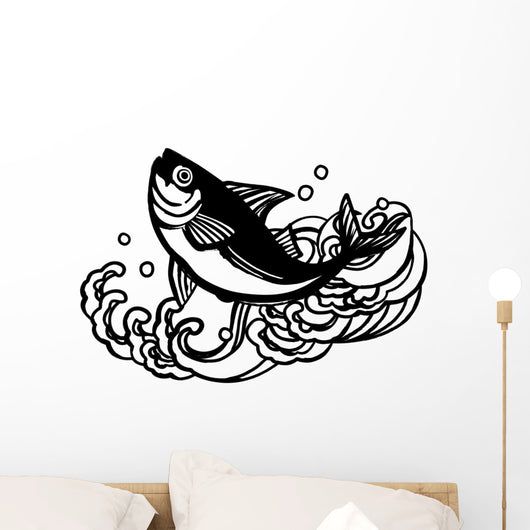 Cartoon Bass with Waves Wall Decal Design 1