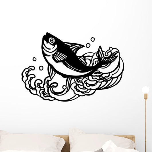 Cartoon Bass with Waves Wall Decal Design 1
