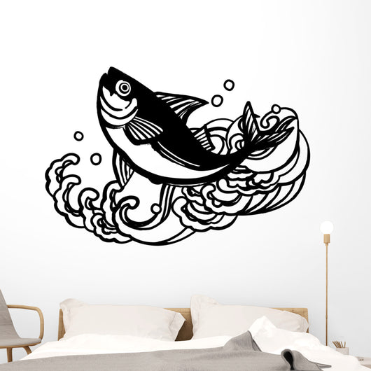 Cartoon Bass with Waves Wall Decal Design 1
