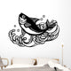 Cartoon Bass with Waves Wall Decal Design 1