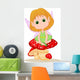 Cute Fairy Sitting Mushroom Wall Decal