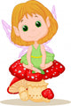 Cute Fairy Sitting Mushroom Wall Decal