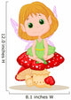 Cute Fairy Sitting Mushroom Wall Decal