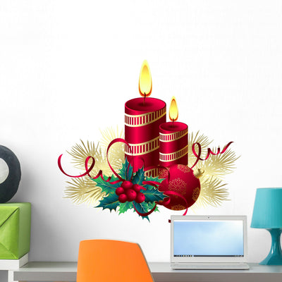 Christmas Candles Wall Decal shown on a wall