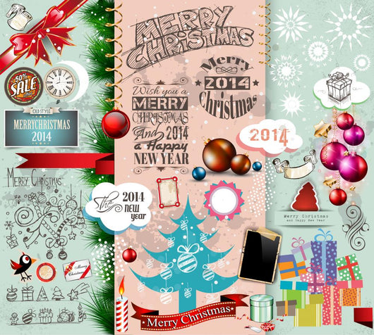2014 Christmas Vintage typograph design elements: 