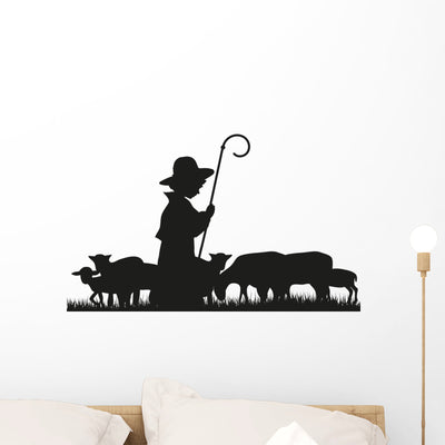 Hirte Und Schafe Wall Decal shown on a wall