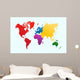 World map, colorful continents atlas EPS10 vector file. Wall Mural