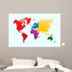 World map, colorful continents atlas EPS10 vector file. Wall Mural