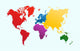 World map, colorful continents atlas EPS10 vector file. Wall Mural