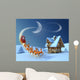 Christmas night scene - Santa Claus rides reindeer sleigh Wall Mural