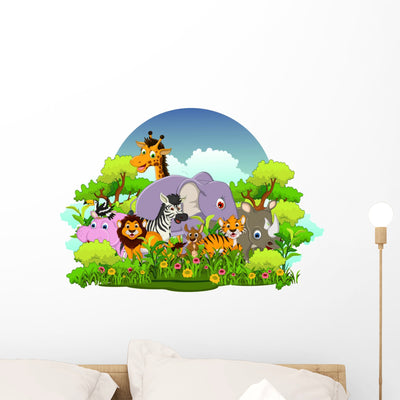 Vector Illustration Cute Animal shown on a wall
