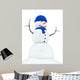render of a snowman with blue knitted cap and scarf, Wall Decal