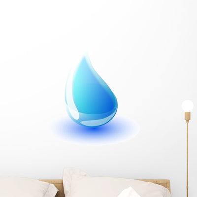 Blue Water Drop Wall Decal shown on a wall