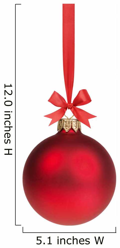 red christmas ball hanging on ribbon with bow 