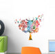 Colorful vector tree background with hummingbirds Wall Decal
