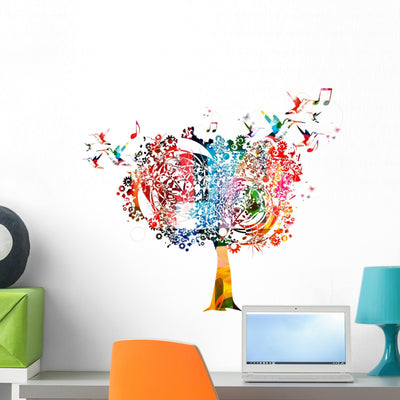 Colorful Vector Tree with Wall Decal shown on a wall
